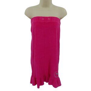 Victorias Secret Univ PINK XS/S Sequin Pink Terrycloth Coverup Dress Strapless